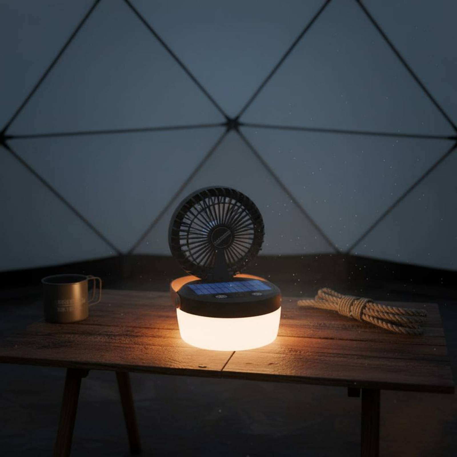 Outdoor Camping Fans - Солнечный кемпинговый вентилятор-фонарь: складная конструкция, три