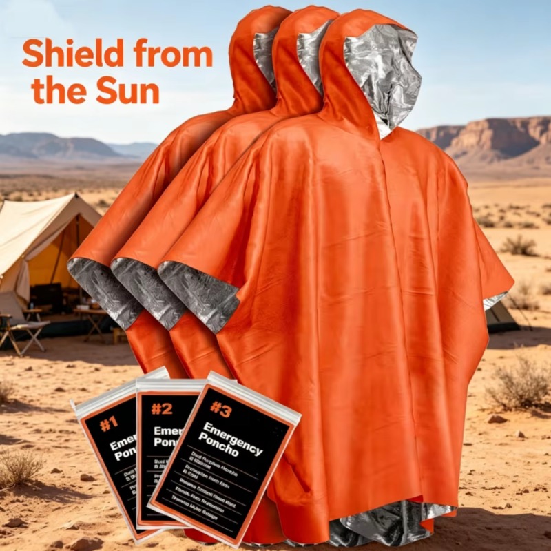 Camping Rain Poncho - Многофункциональный дождевик-пончо (1-5 шт.) для выживания,