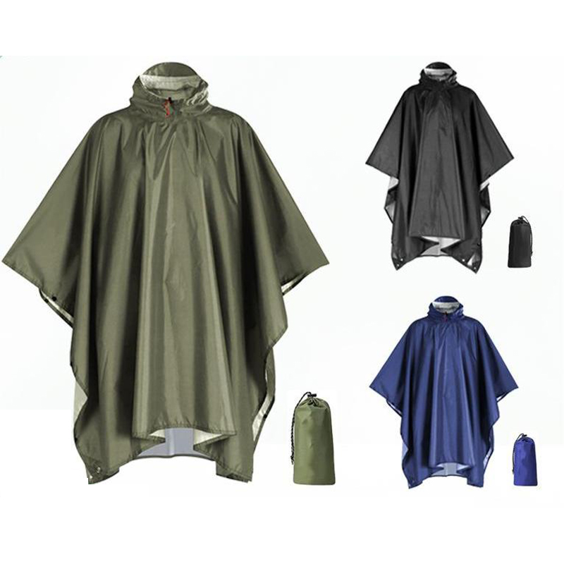 Camping Rain Poncho - Сверхпрочный Дождевик-пончо для походов водонепроницаемый легкий