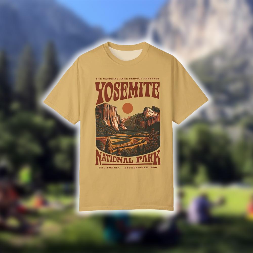 Outdoor Camping Yosemite - Футболка с винтажным принтом Yosemite National