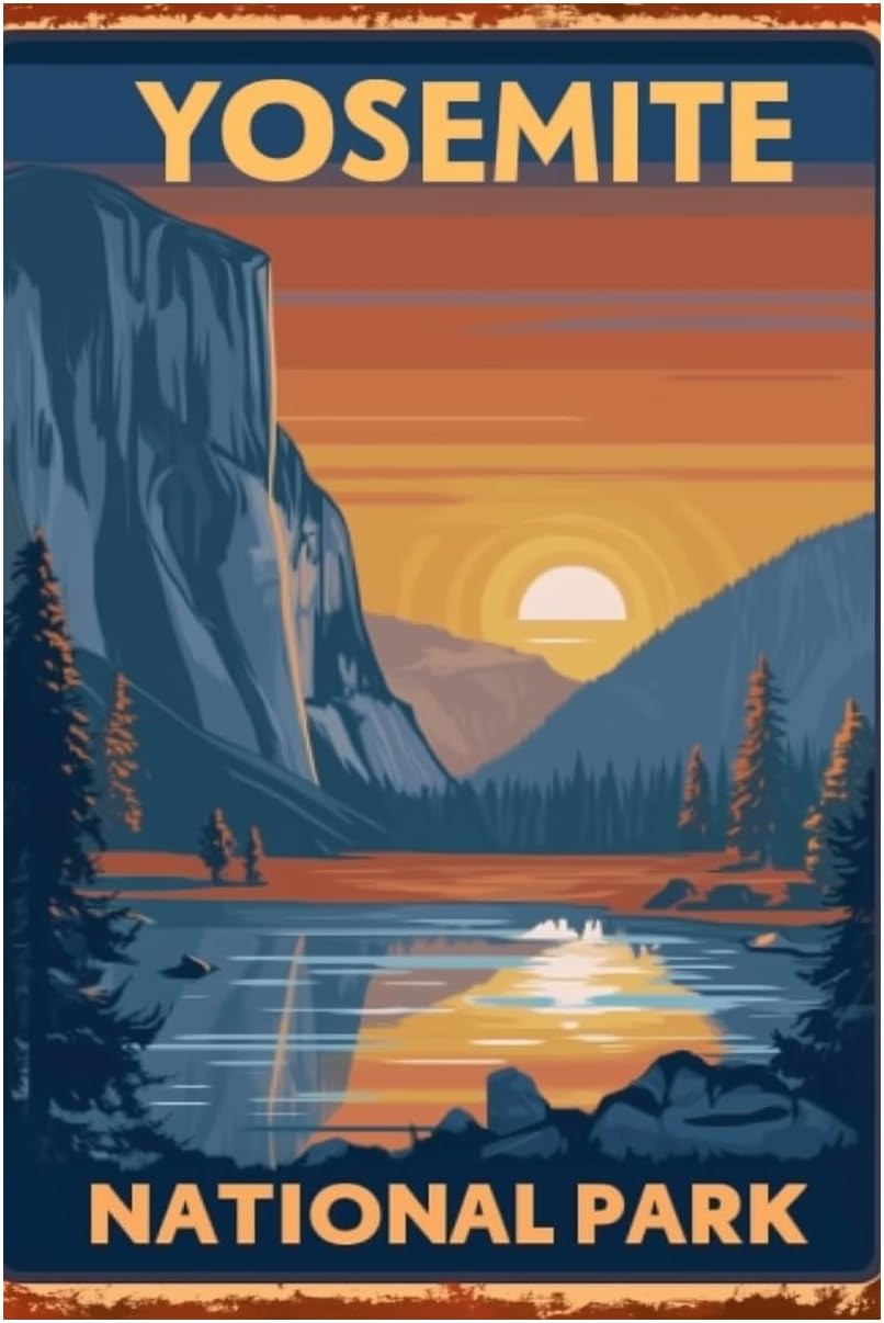 Outdoor Camping Yosemite - Металлическая табличка-постер для декора стен в